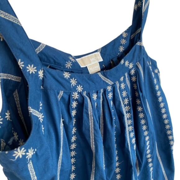 Michael Kors Blue Embroidered Halter Tank Top - Size XL - Picture 2 of 4
